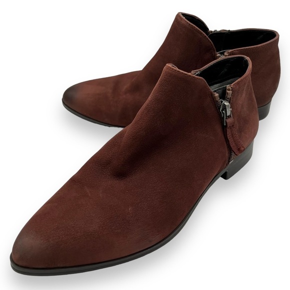 4 for $40 SALE! Franco Sarto Kingston Leather Double Zip Booties, Brown, Size 6M - Picture 1 of 8